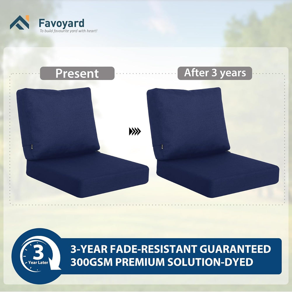 Favoyard Deep Seat Patio Cushion Set, Blue, 22 x 22 inch