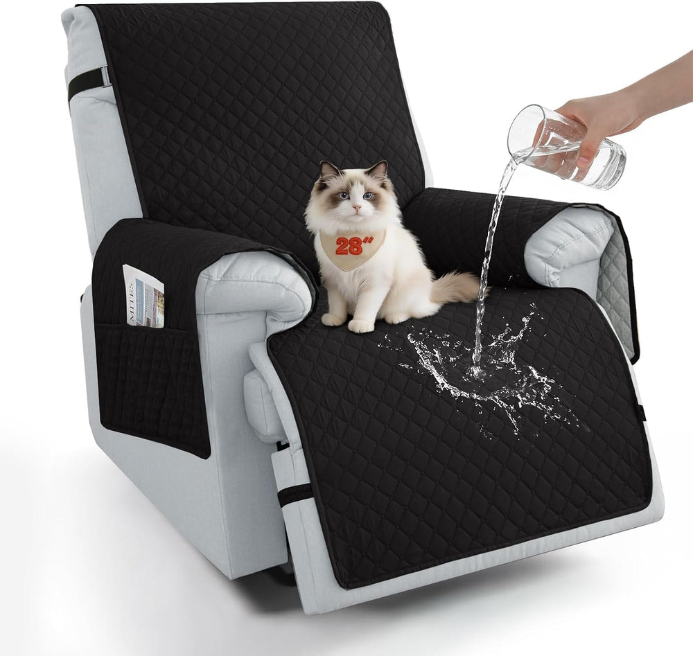 Black Power Lift Extra Wide Recliner Slipcover 28''