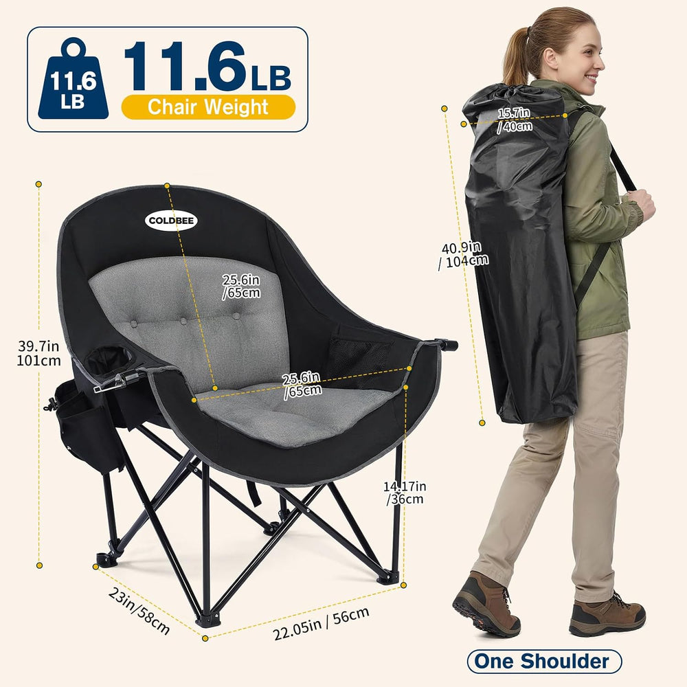 Oversized Camping Chair for Adults - Padded Lawn Camp Chair 2 Pack