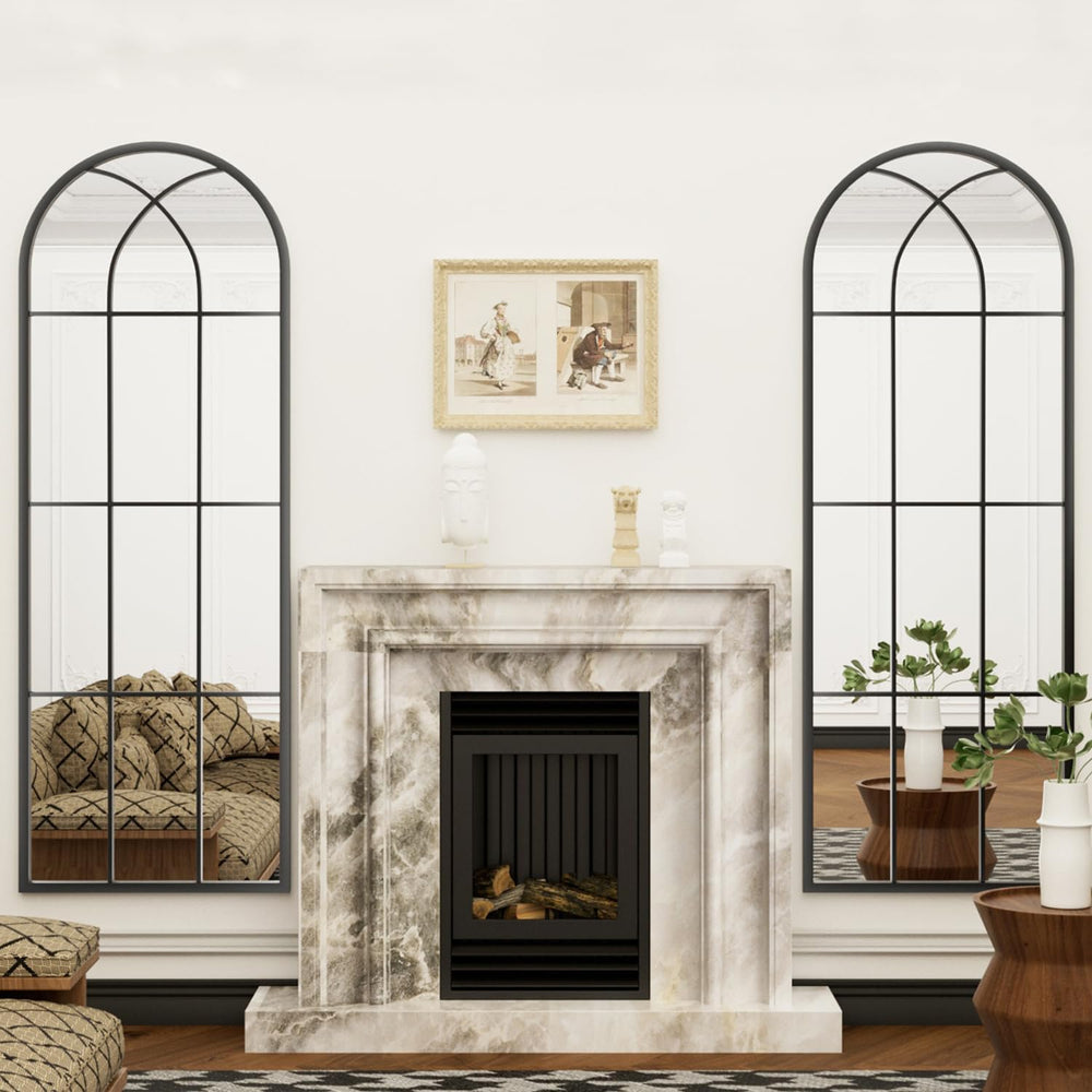 Dewfig Arched Full Length Mirror, 65"x 22" Windowpane Floor Mirror,...