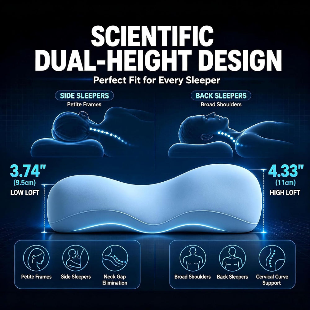 Cervical Neck Pillow for Neck Pain Relief, Ergonomic Side Sleeper Cloud Deep ...