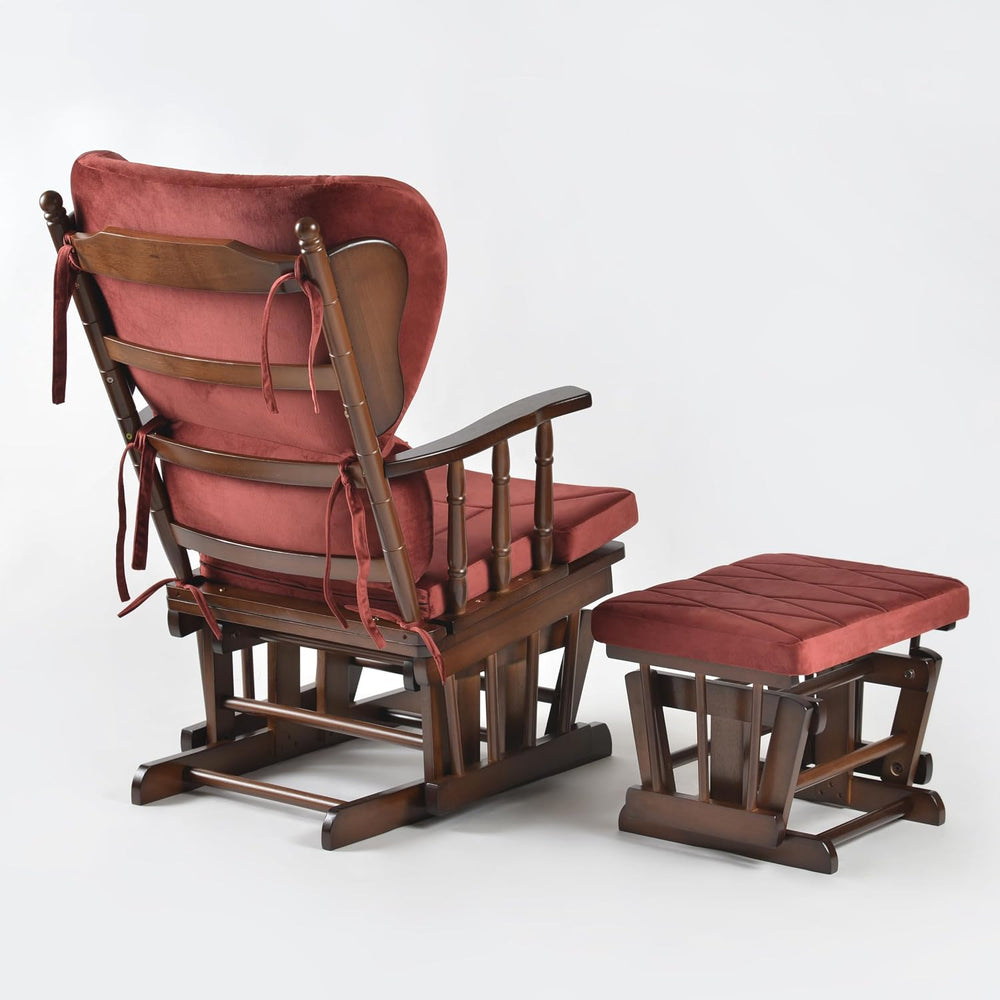 Comfort Deluxe Glider Chair and Ottoman Set (Burgundy)