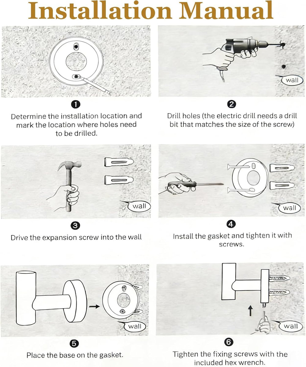 5-Pieces Wall Mount Bathroom Hardware Set,22in Brushed Gold Towel Bar Set