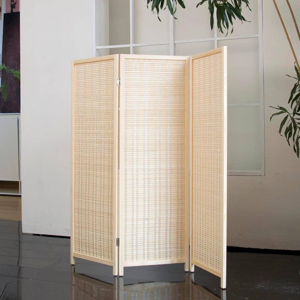 3 Panel Short Room Divider - 3.9 ft Tall Double-Side Folding Privacy Screen, ...