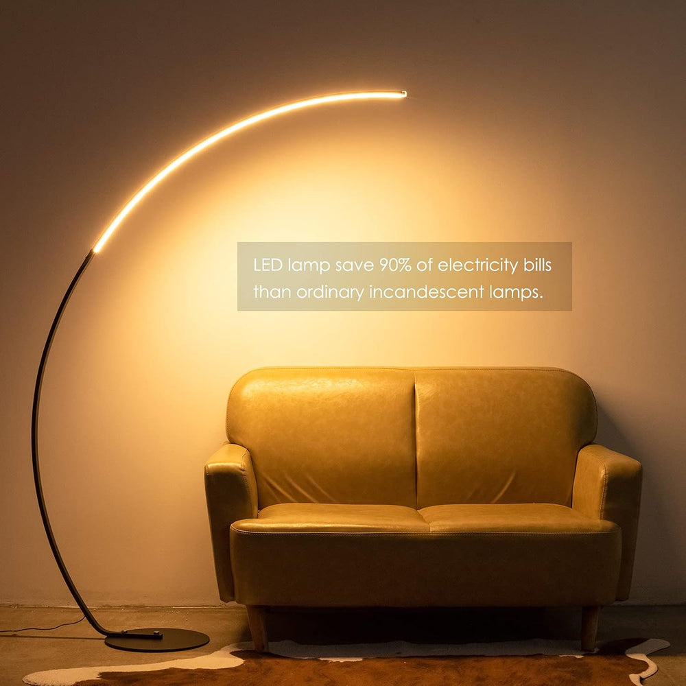 NUÜR 67" Black and Gold Arc Floor Lamp, Modern LED Standing Lamp