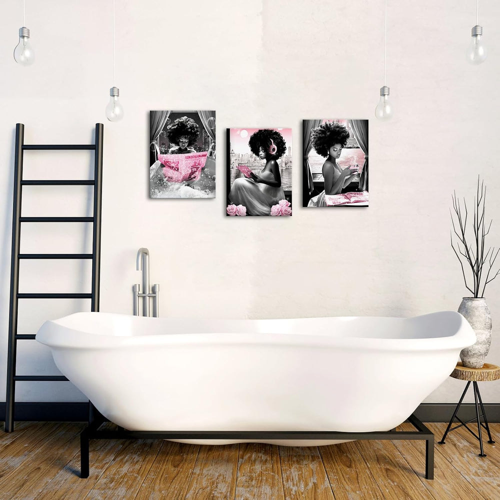 Apicoture Black Girl Wall Art Black and Pink Wall Art African American Women ...