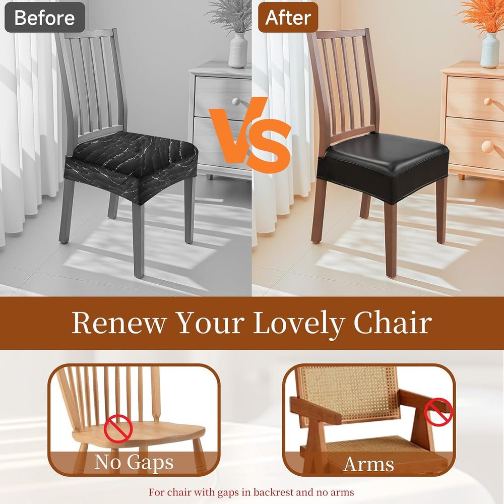 Waterproof Dining Chair Seat Covers Leather Kitchen Seat Covers, Stain Resist...