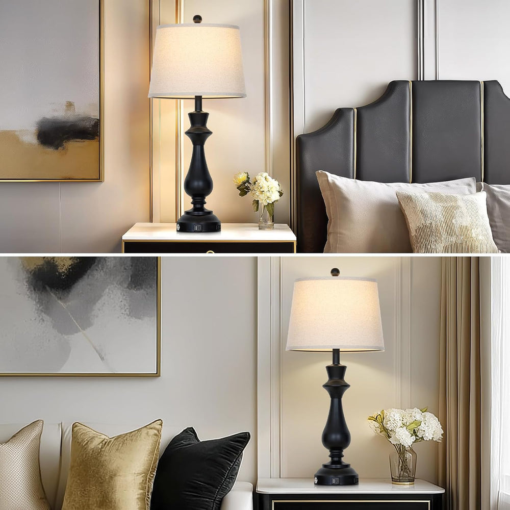 Modern Black Table Lamps Set of 2 for Living Room,30" Tall Bedside Lamp ...