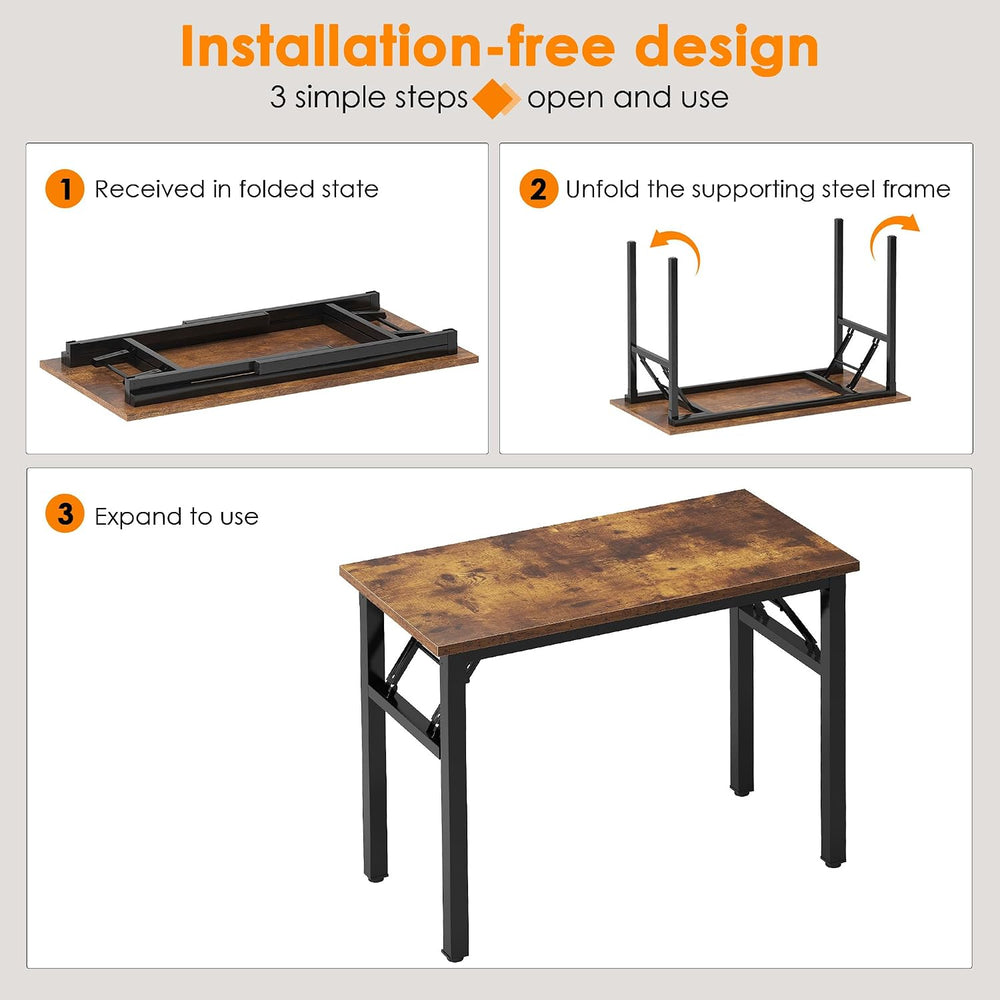 Need Small Folding Computer Desk, 31.5 Inch Writing Table, Rustic Brown