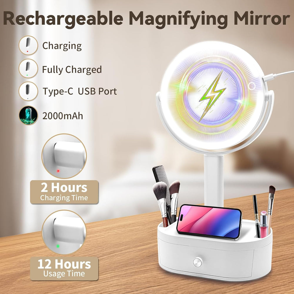 SANYCASA Makeup Mirror with Lights, Lighted Makeup Mirror with Magnification,...