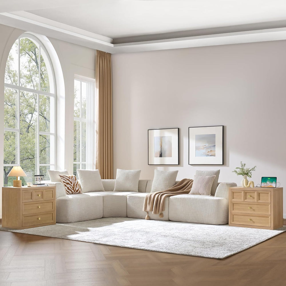 3 Drawers Nightstand Set of 2 W/Charging Station, 30.7" W King Size Beds...