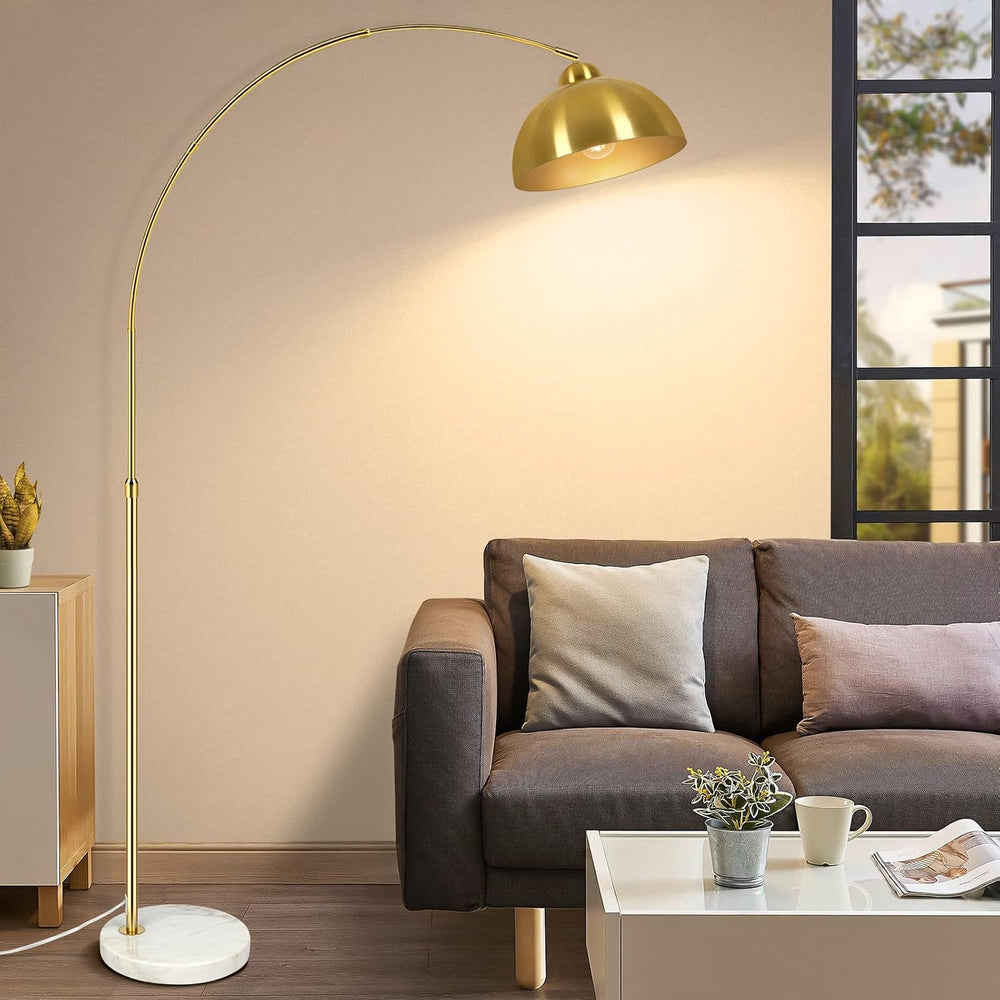 GoBright Gold 73" Arc Floor Lamp, Adjustable Farmhouse Tall Stand Up Light