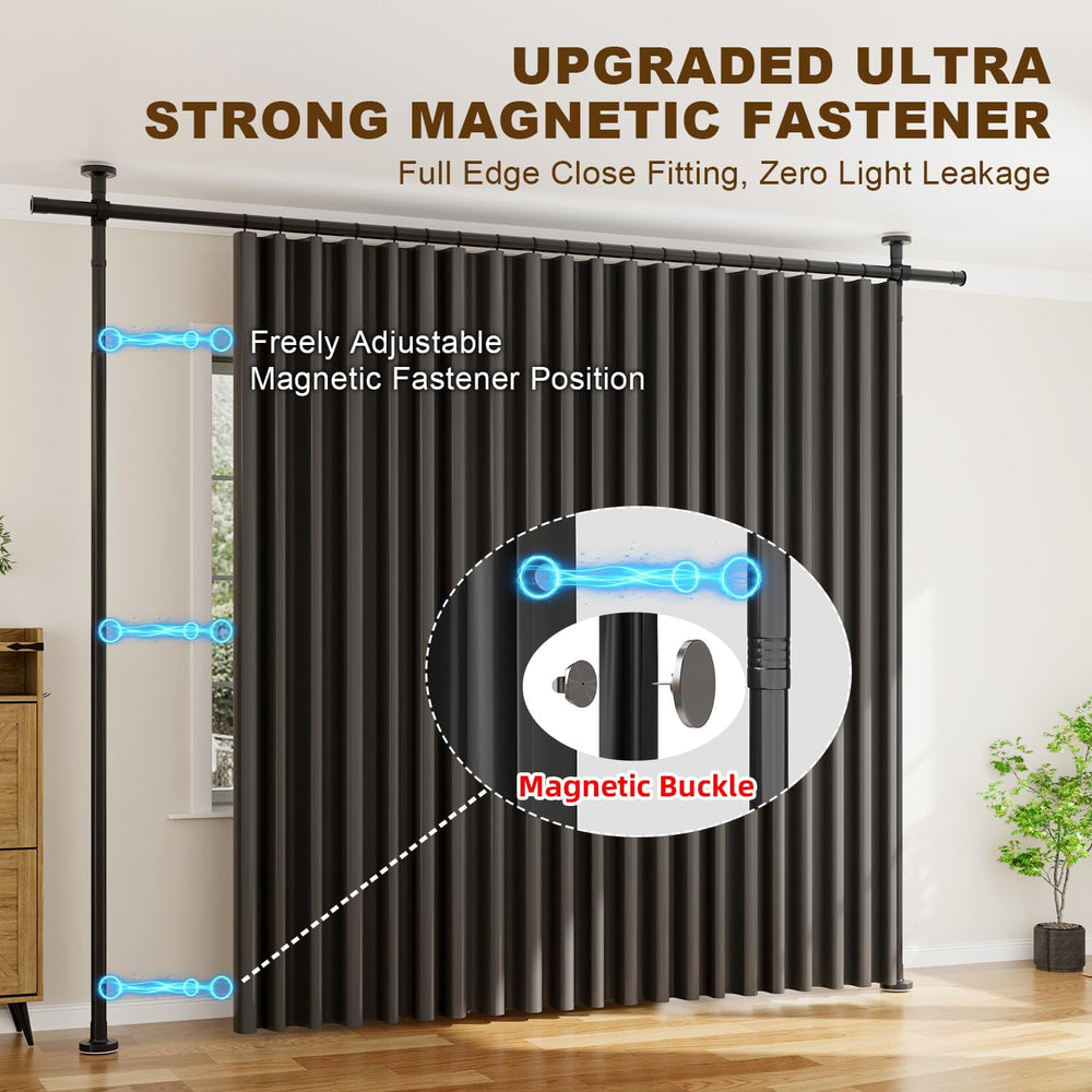 Room Divider Curtains Set,(Wide Partition Curtain+No Drilling Curtain Rod)