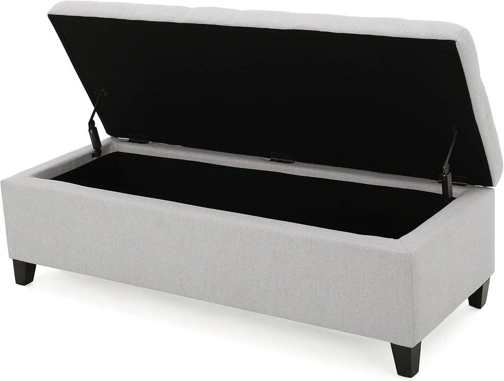 Christopher Knight Home Mission Fabric Storage Ottoman, Light Grey