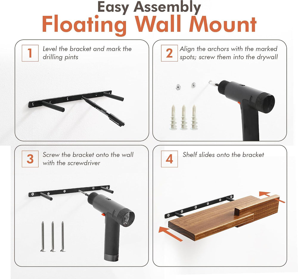 GRID FORTE 2 Pack Modern Reversible Wall Floating Shelves