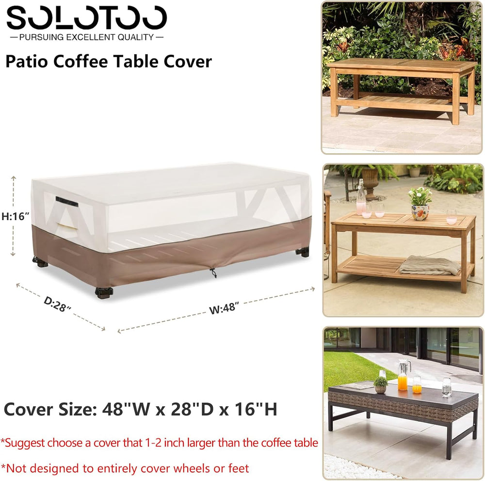 Outdoor Coffee Table Cover Waterproof, 48" W x 28" D x 16" H