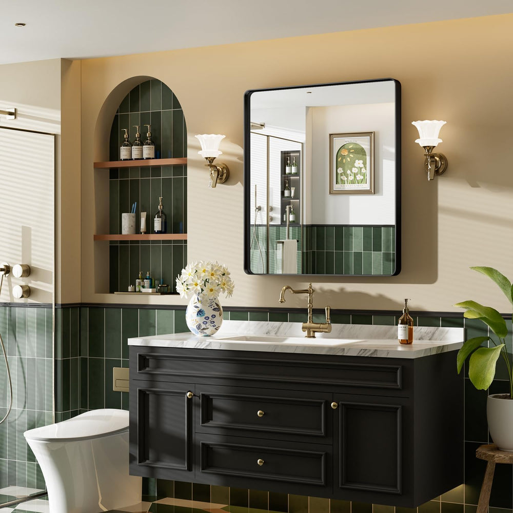 22X30 Black Bathroom Mirror for Over Sink, 2-Pack
