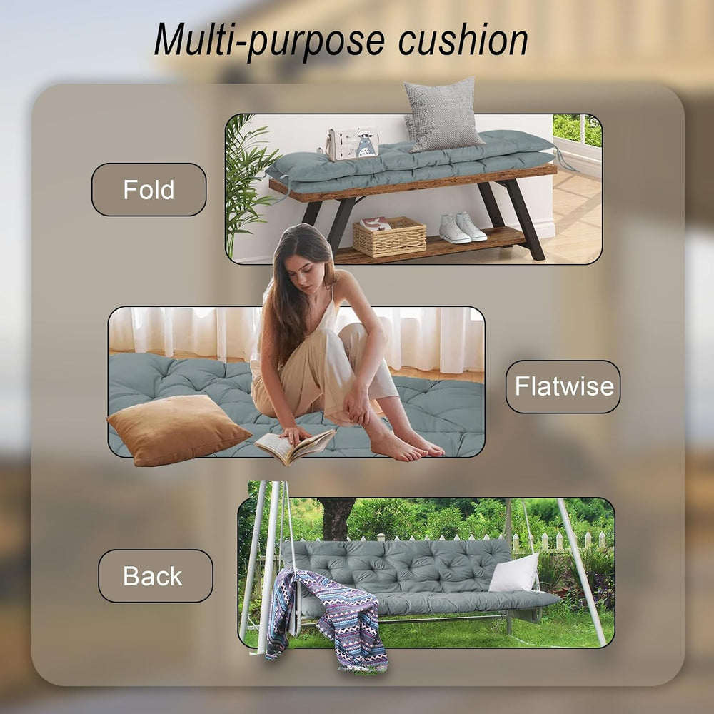 Outdoor Swing Cushions Waterproof, Light Gray, 40×60in