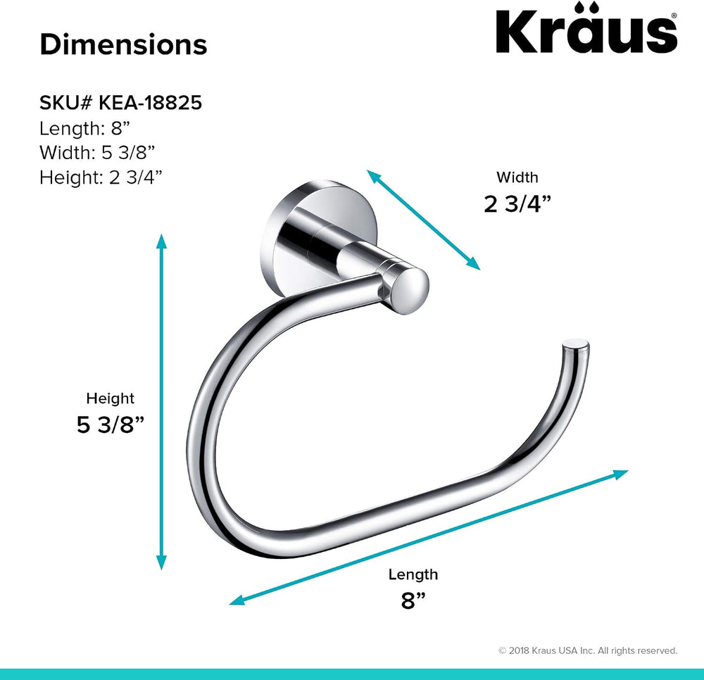KRAUS Elie Bathroom Towel Ring, Chrome Finish, KEA-18825CH