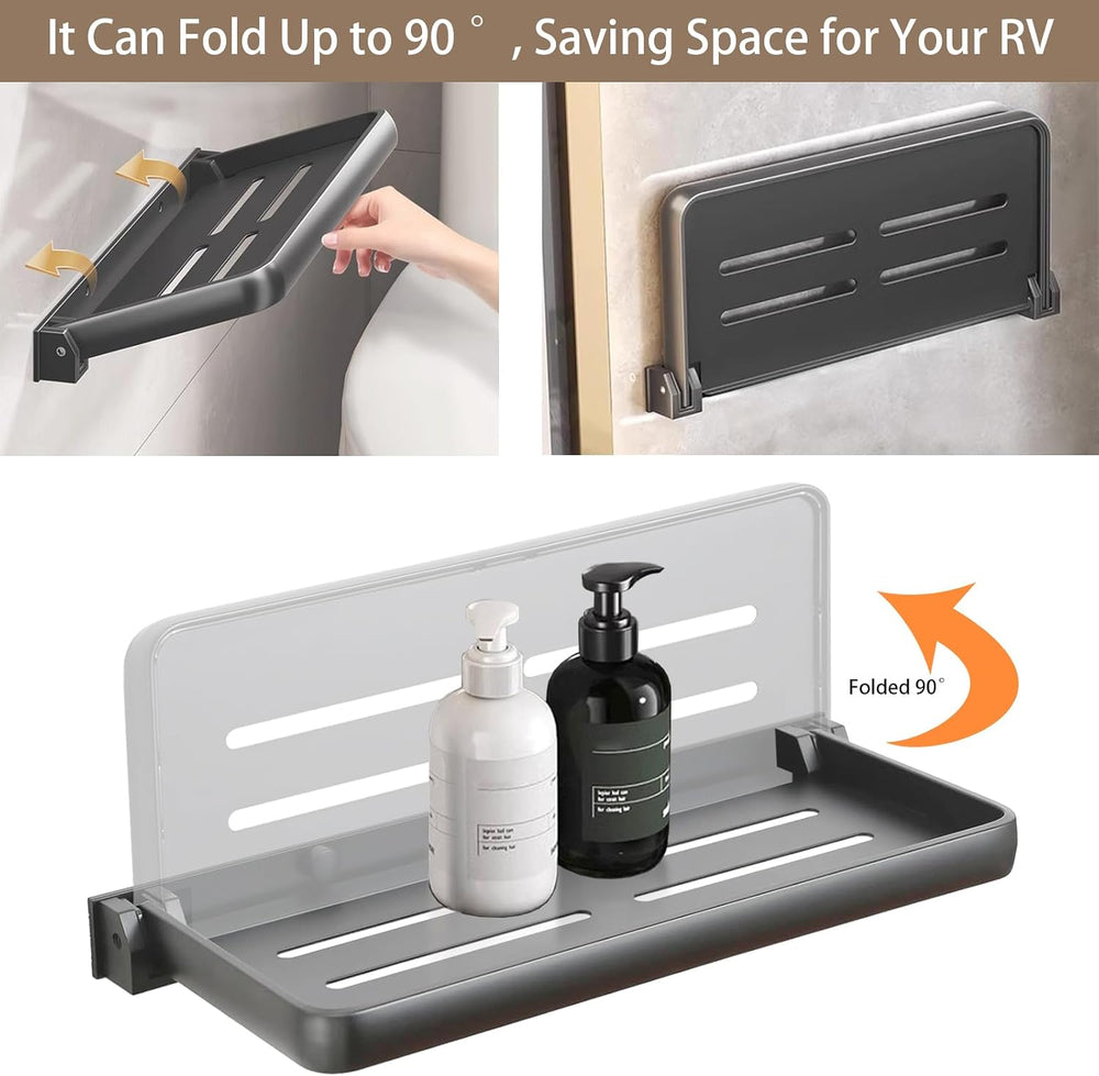 2 Pack RV Aluminum Foldabling Shelf,12"x5.2" Wall Mounted Fold Down...