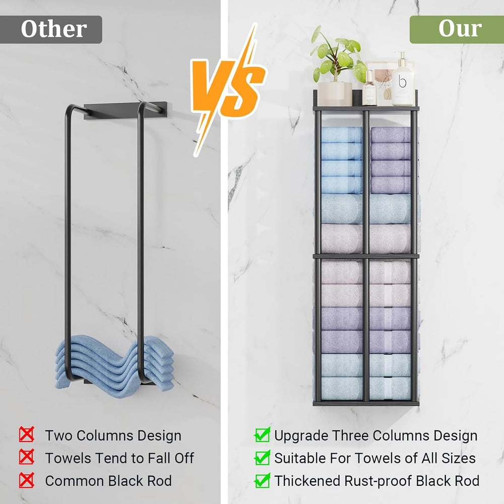 Large Capacity Three-layer Towel Racks for Bathroom Wall Mounted, Updated 3 B...