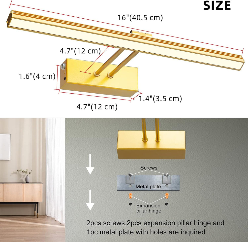 HEAGEERO Picture Lights for Wall,16in Gallery Light,5000mAh Art Light