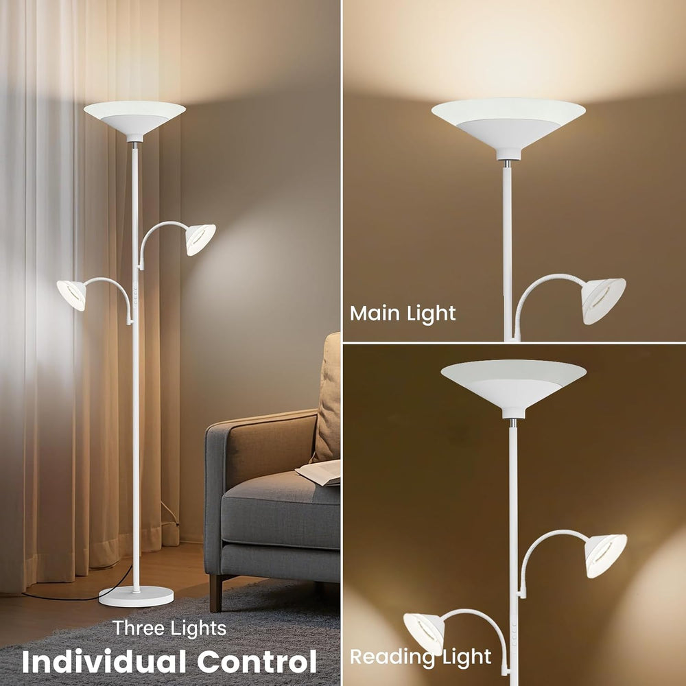 SIBRILLE 42W 3-Light Torchiere Floor Lamp, LED Tree Standing Lamp