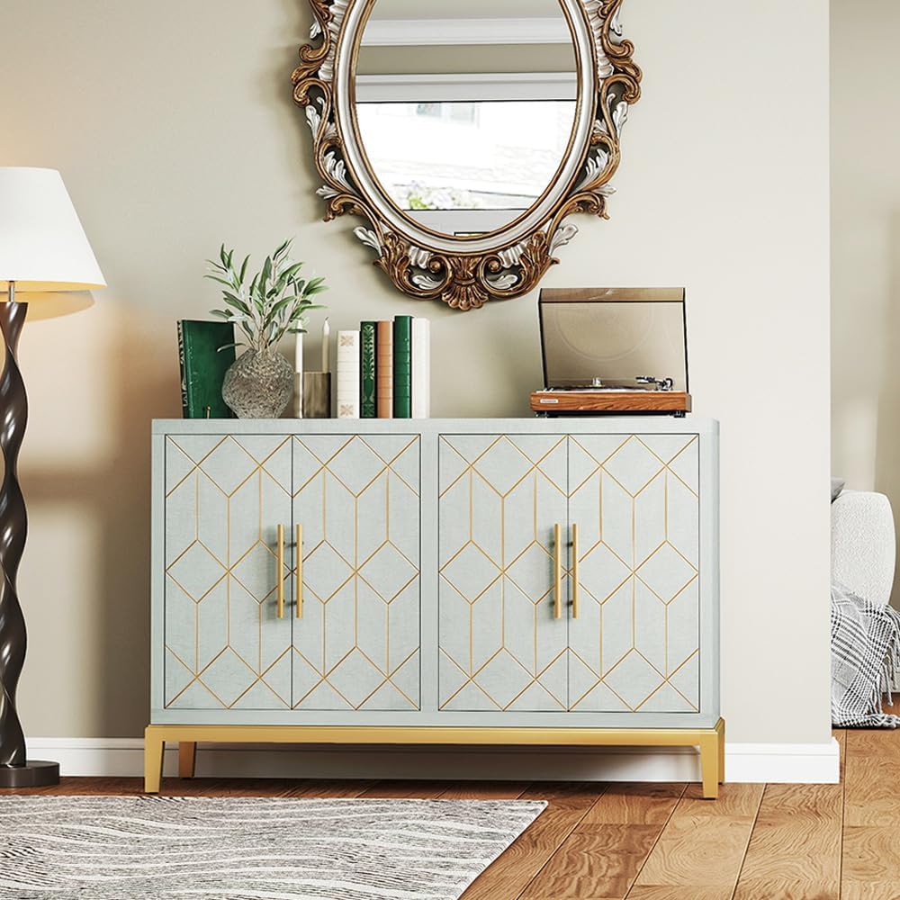 47.8" Accent Storage Cabinet with 4 Doors, Modern Sideboard Buffet Cabin...