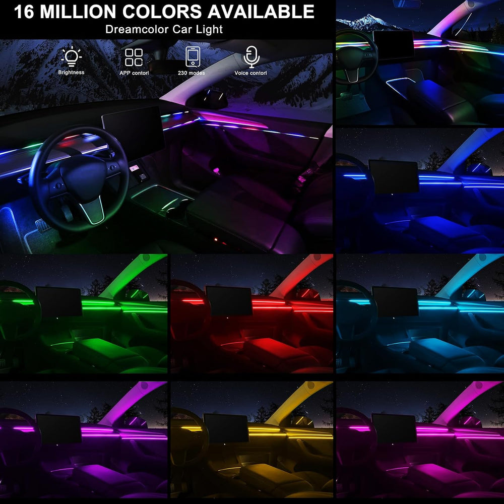 Dreamcolor Acrylic Interior Car LED Strip Light with Wireless APP, RGB 6 in 1...
