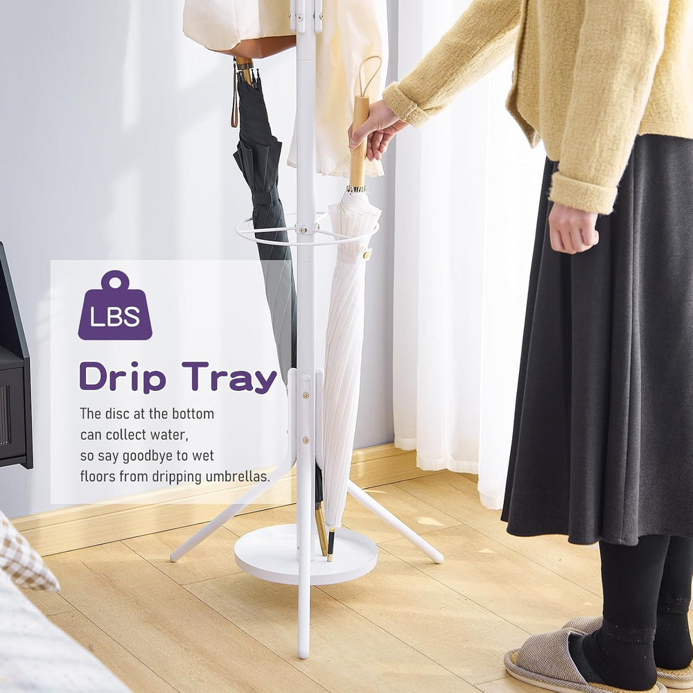 Coat Rack Freestanding Entryway Hanger Stand, Umbrella Holder, Hall Tree With...