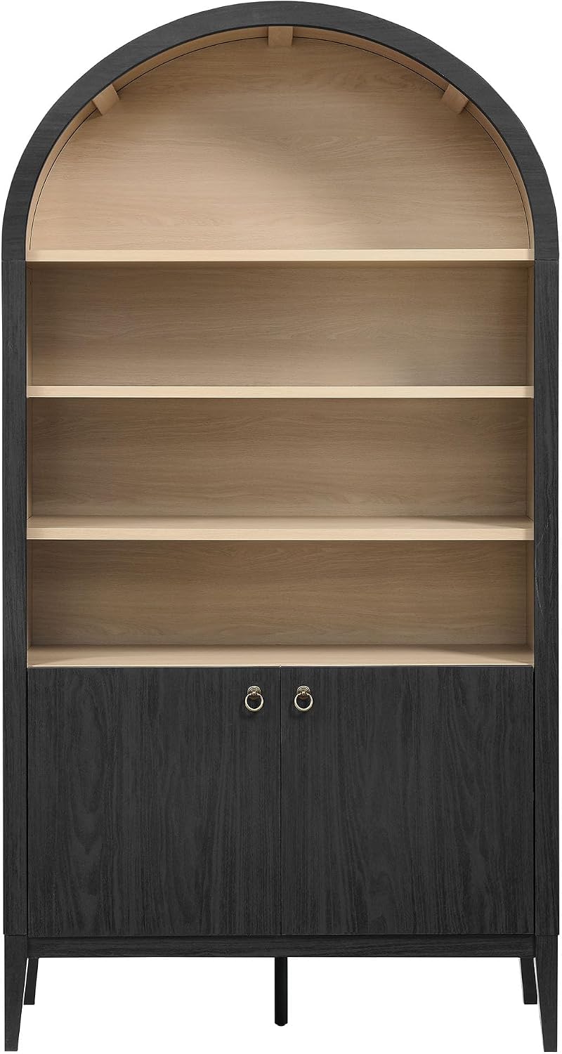 Modway Nolan Tall Arched Storage Display Cabinet in Black - 74 Inch Arch Book...