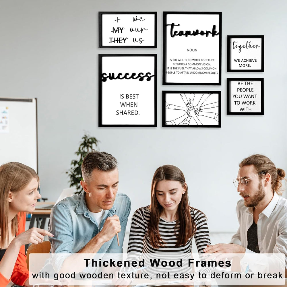 3D Wood Office Wall Art, Framed Inspirational Teamwork Wall Art, Motivational...