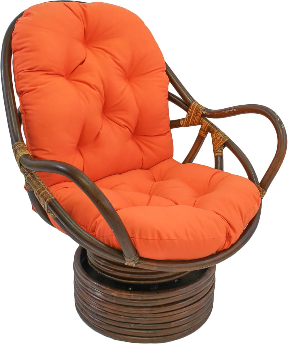 Blazing Needles Solid Twill Swivel Rocker Chair Cushion, 48" x 24",...