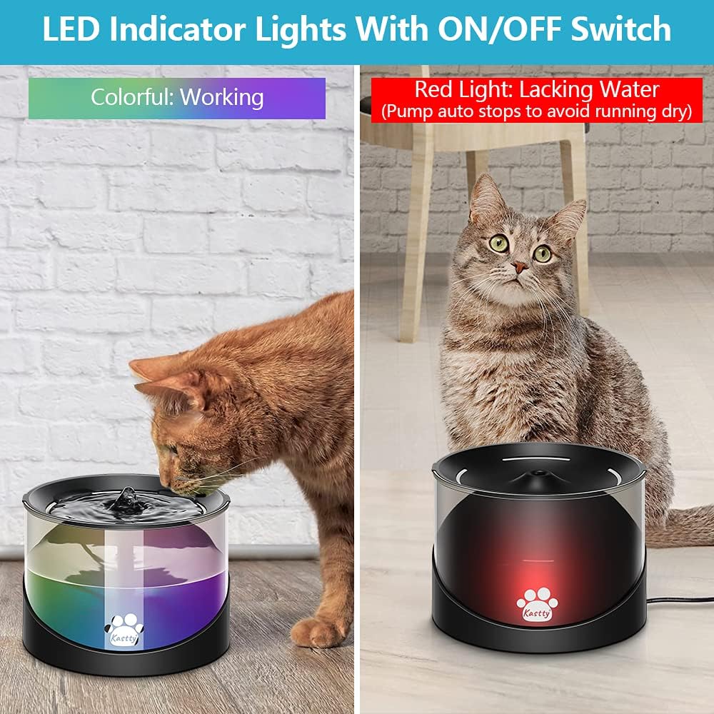 Kastty Cat Water Fountain, Pet Water Fountain for Cats Indoor, Cat Water Disp...