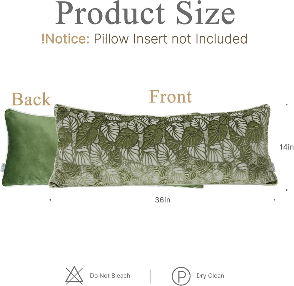 Sage Leaf Long Lumbar Decorative Throw Pillow Covers 14“x36”
