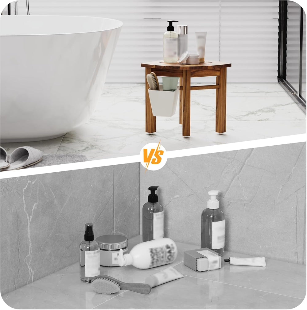 Kiasthome Teak Corner Shower Bench, Waterproof Bathroom Teak Shower Bench, St...