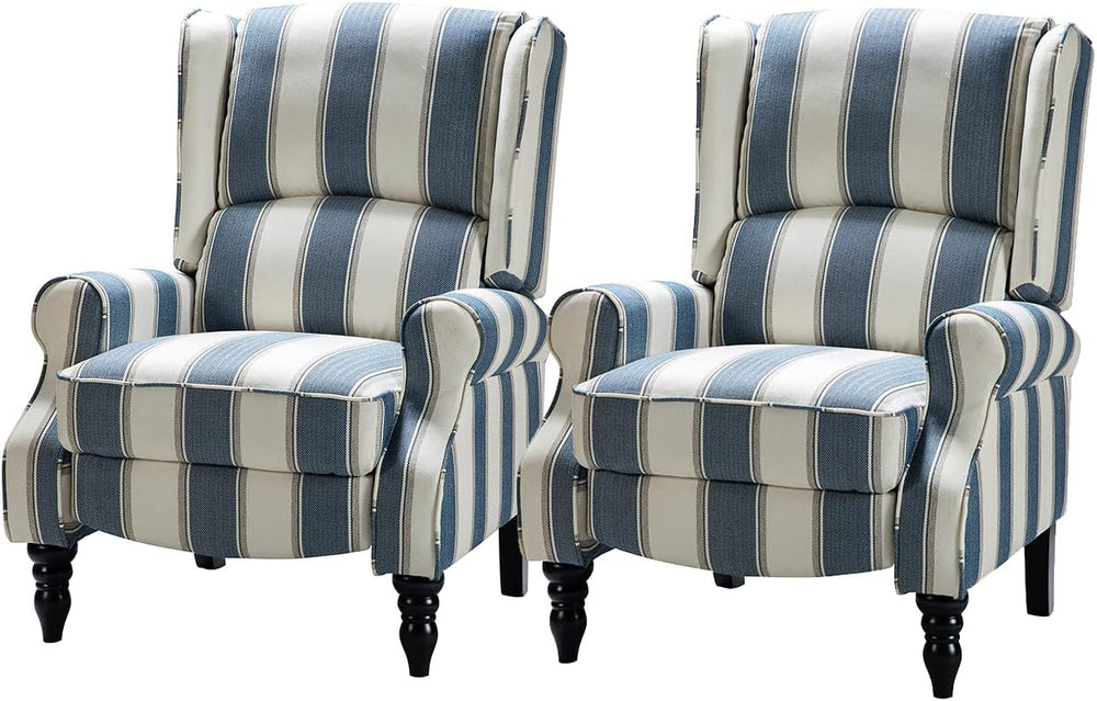 HULALA HOME Upholstered Wingback Recliner Chair Set of 2, Small Adjustable Fo...