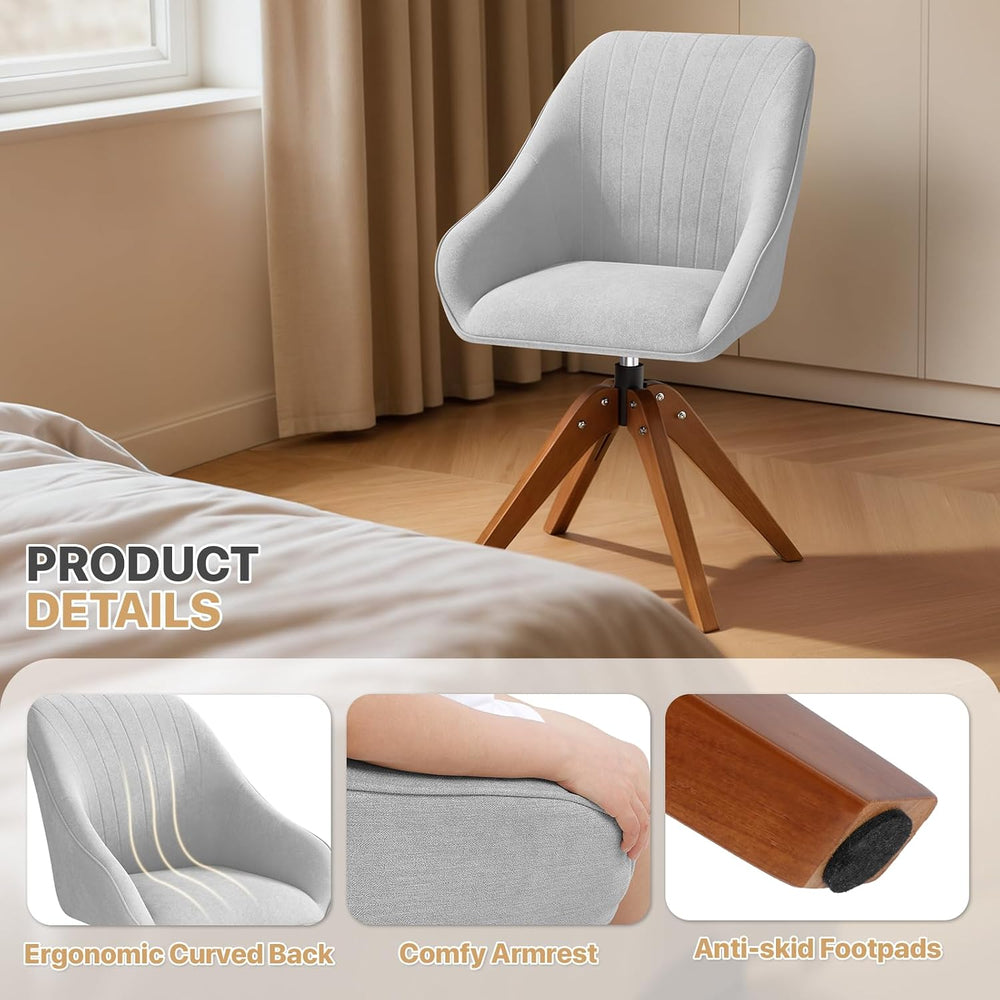 Magshion Mid Century Swivel Accent Chair, 360° Rotating Fabric Armchair with ...