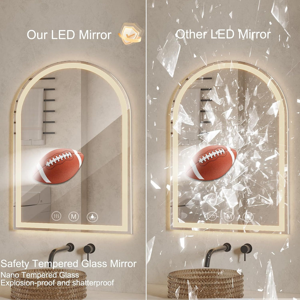 Arched LED Bathroom Mirrors with Lights 30"x40" Anti-Fog,LED Mirror...