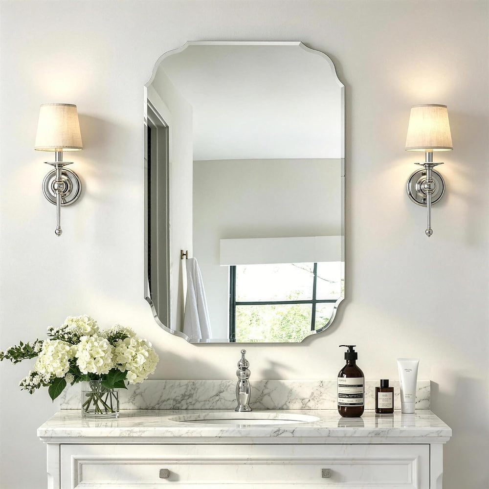 36" x 24" Silver Wall Mirror Beveled Edge Frameless Mirrors for Bat...