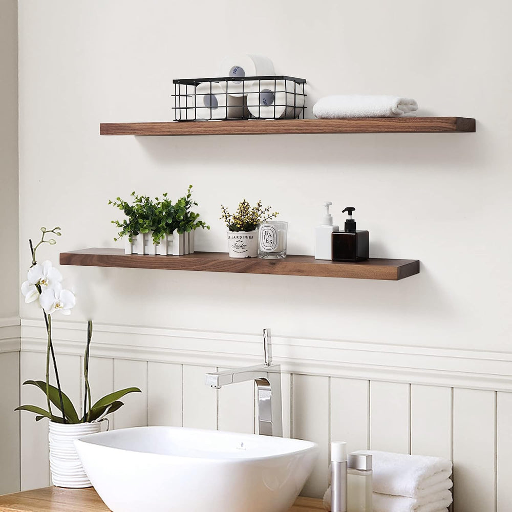 Axeman 36 Inch Solid Walnut Wood Floating Shelves, 6inch Deep Wall Shelves