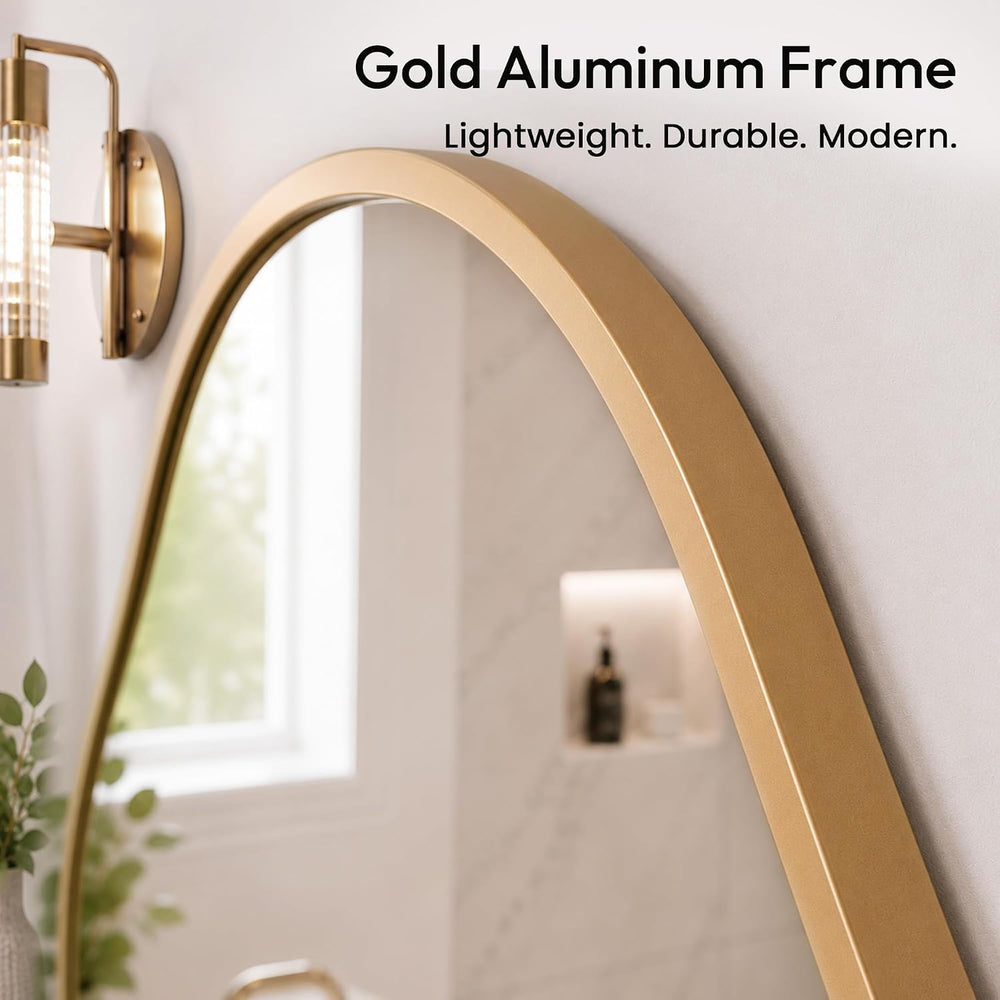 Matte Gold 30x16.5 Inch Irregular Freeform Wall Mirror