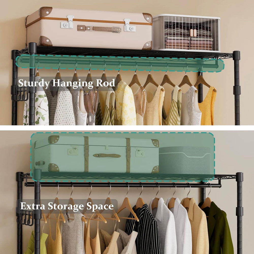 Heavy Duty Rolling Wheels Portable Metal Garment Rack,