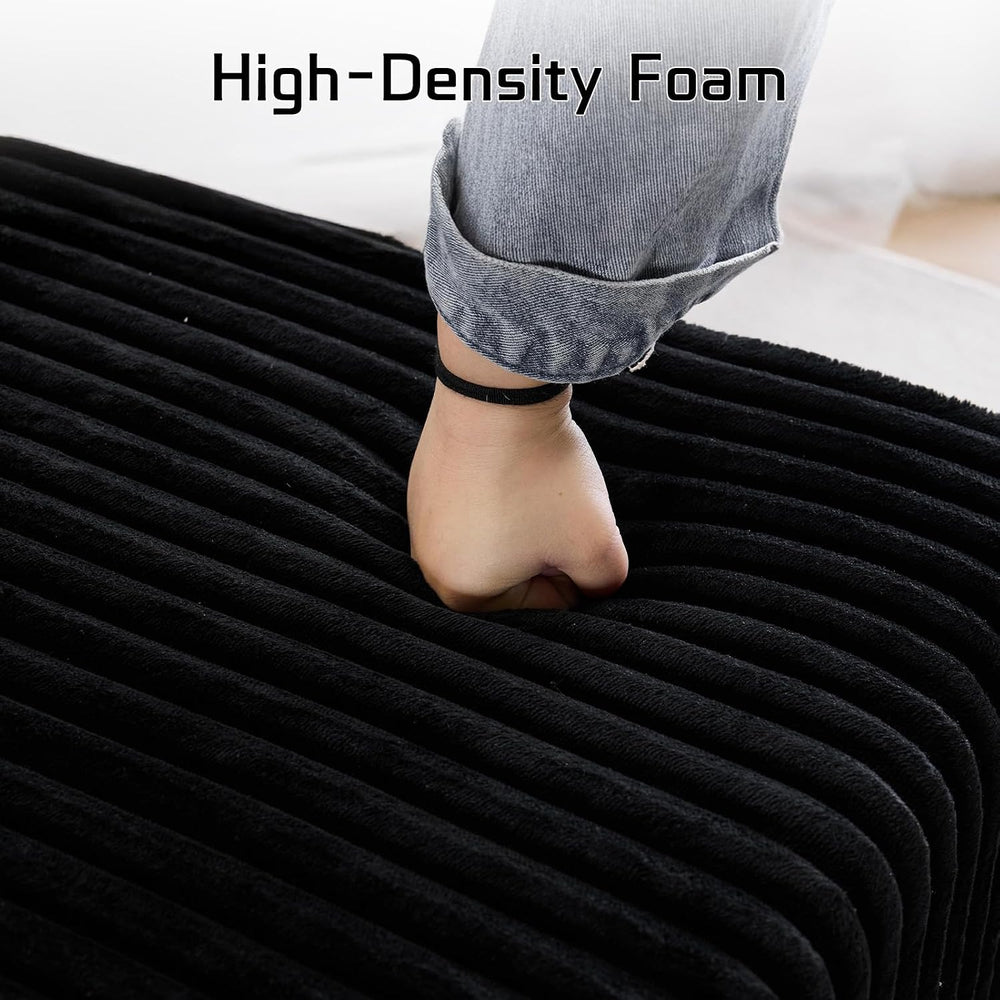50.5" Corduroy Ottoman with High-Density Foam, Rectangular Foot Stool fo...