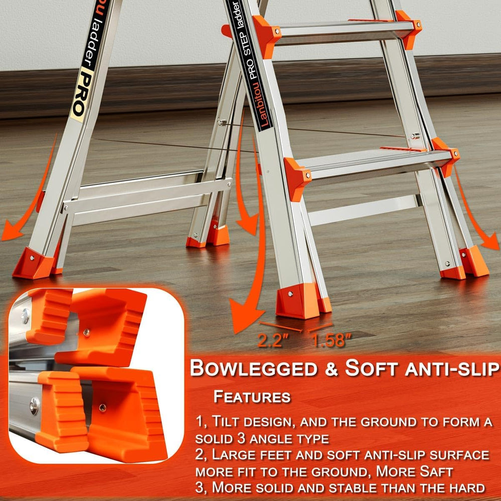 LANBITOU 5 Steps Aluminum Portable Folding Ladder for Stairs Home 330lbs