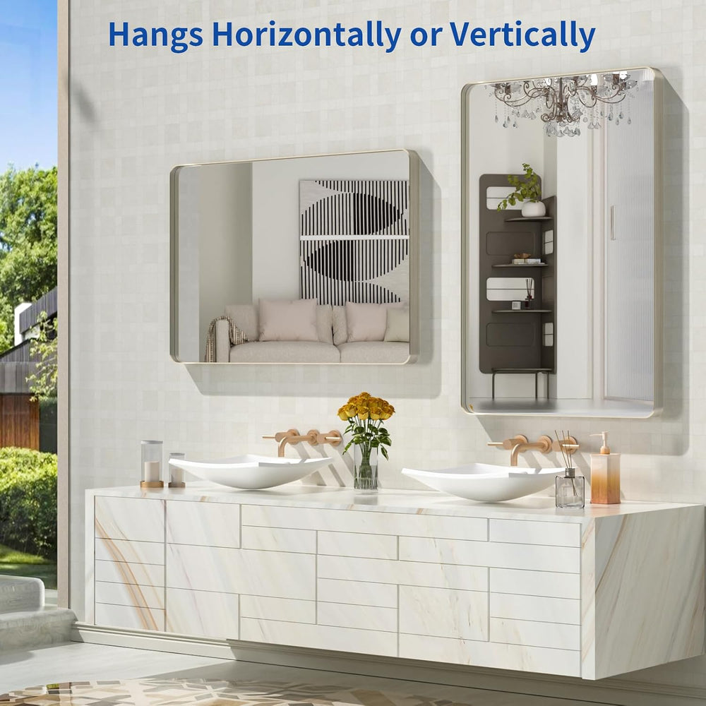 WEER Bathroom Vanity Mirror Brushed Nickel 24X36 Inch