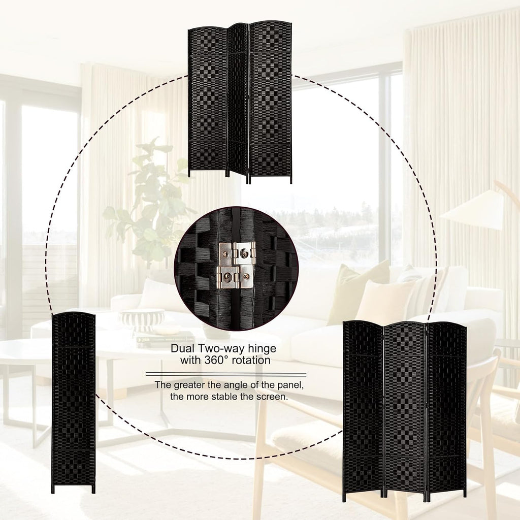 RHF Room Divider Panel,Partition Room Dividers,3Panel Privacy Screen,Black