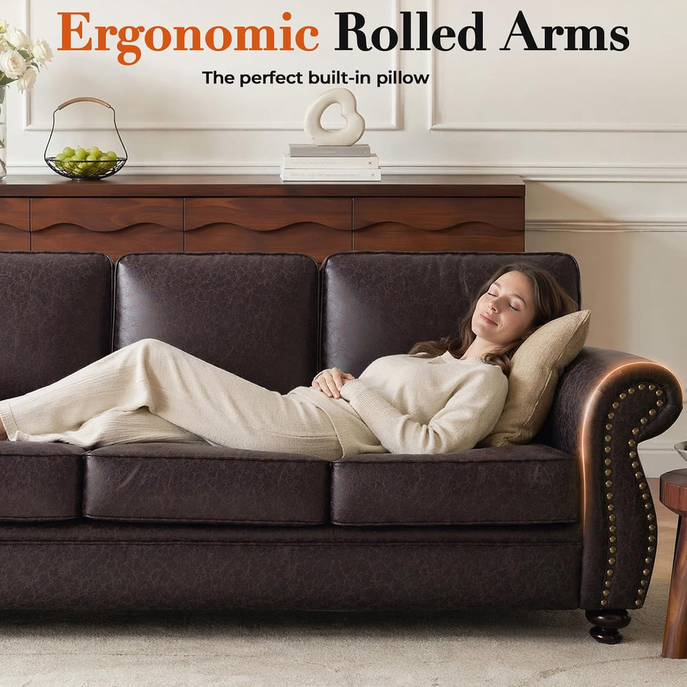 Couchus 2-Piece Sofa Set, 88" 3-Seater, 77" Loveseat, Brown