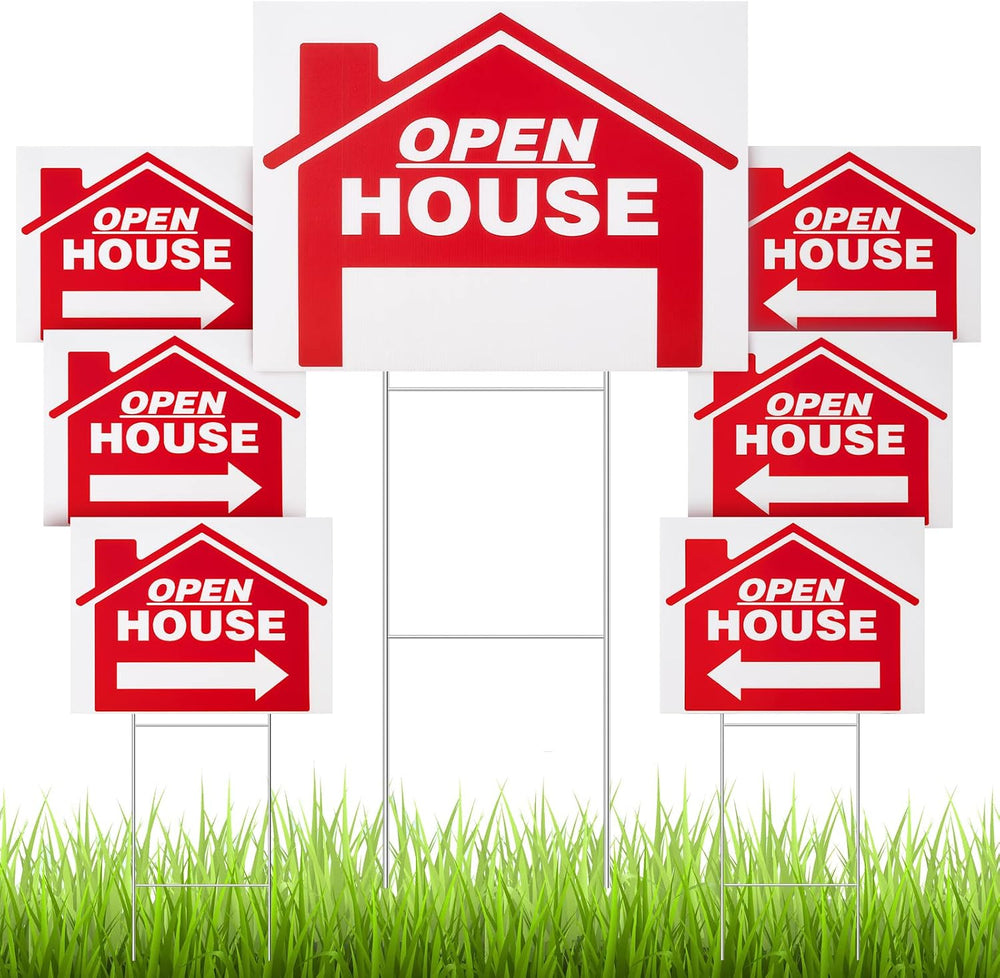 Juexica 7 Pack Open House Sign Directional with Tall Stands 24 x 18 Inch Real...
