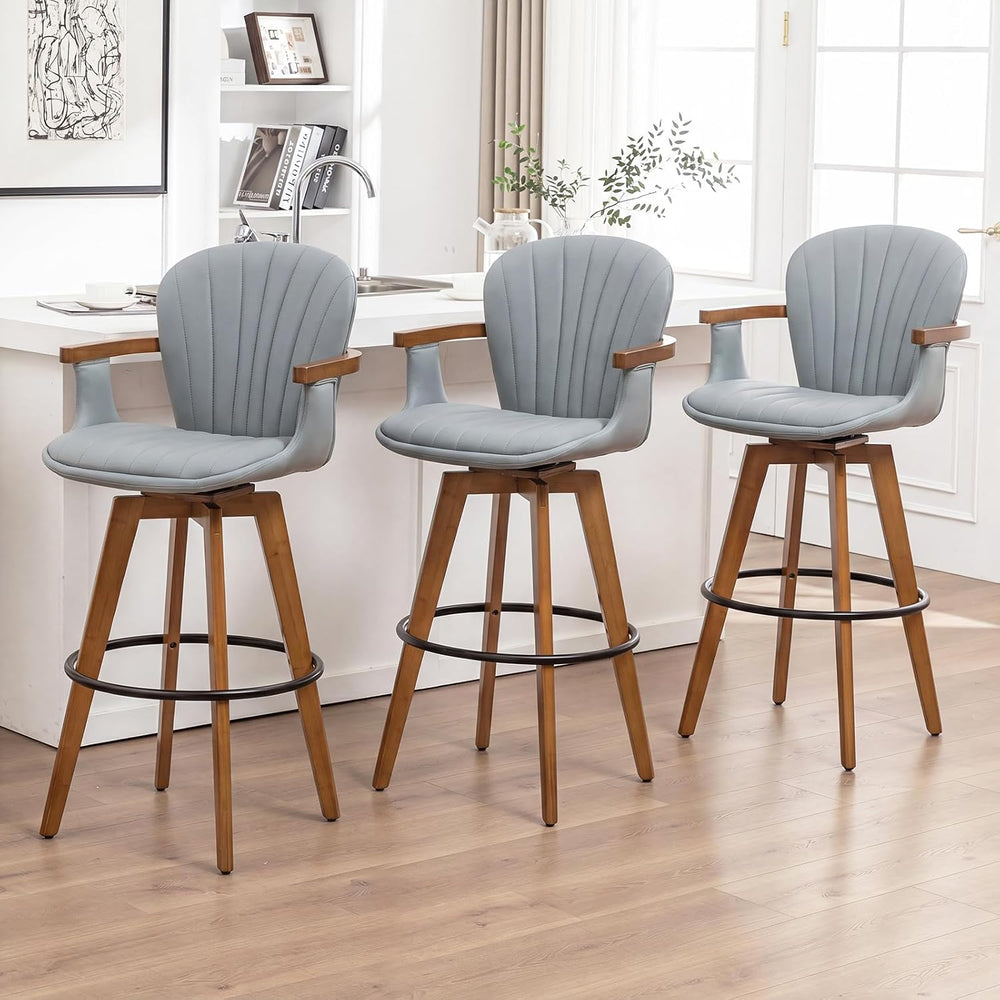 LUNLING 26” Counter Height Stools Set of 2,Mid Century Modern Bar Stools,Blue...